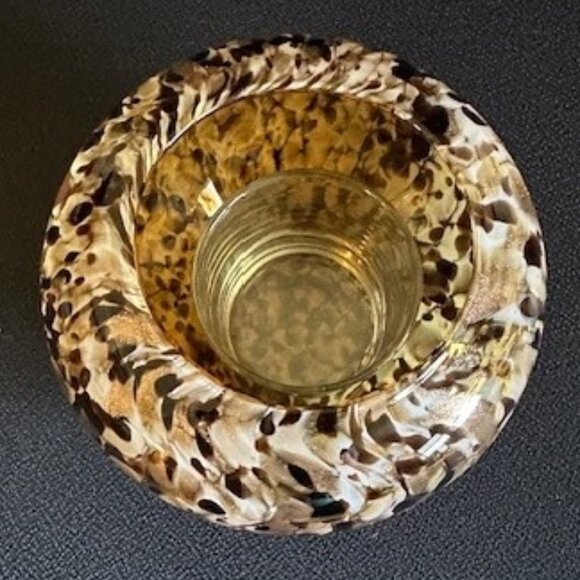 Art Glass Murano style vase/bowl/votive holder, Tortoise Leopard Motif - Picture 5 of 8